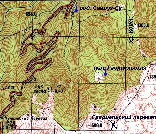 Фрагмент карты северного склона Бабугана