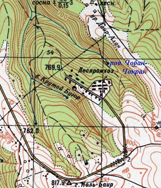 Фрагмент карты верховьев ручья (речки) Бештерек