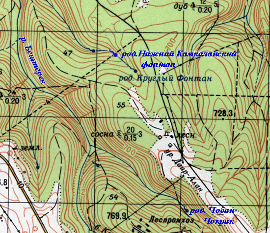 Фрагмент карты верховьев ручья (речки) Бештерек