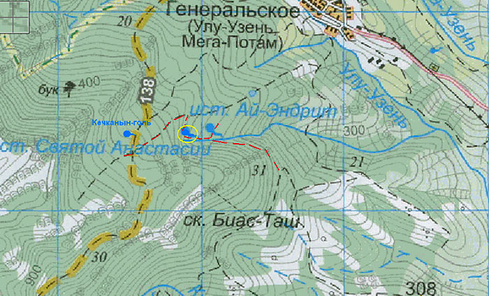 Карта юго-восточного склона Демерджи