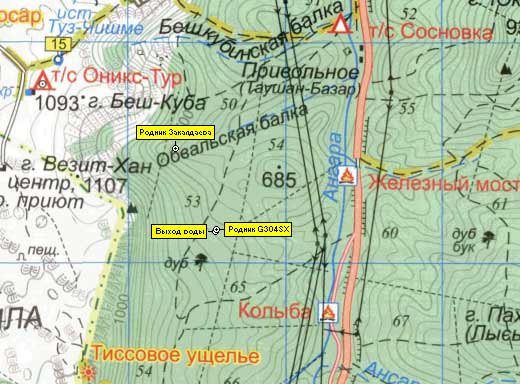 Карта центральной части восточного склона Чатырдага