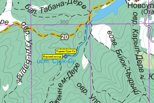Карта района западнее Мангупа