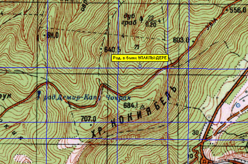 Фрагмент карты района хребта Кокия-Бель