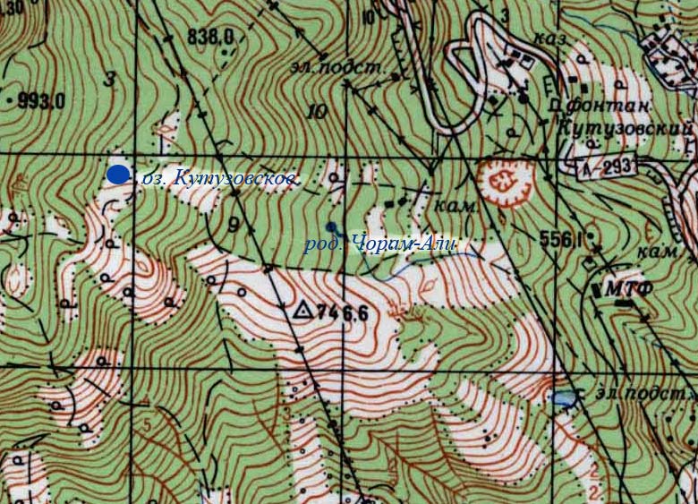 Фрагмент карты района южного склона Чатырдага