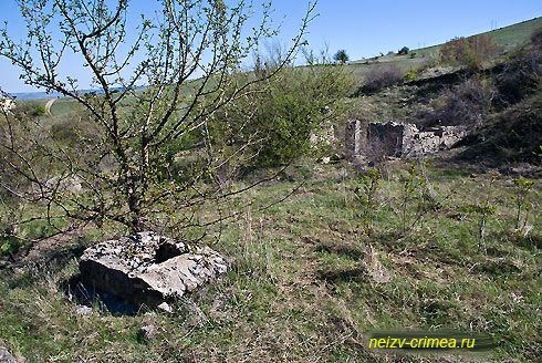 Развалины и старый колодец в балке Кумеч-Йылга. Апрель 2017г.