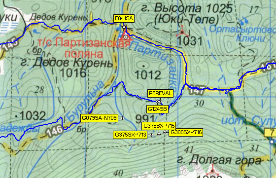 Карта северного склона Тырке