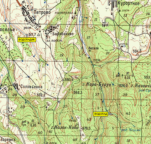 Фрагмент карты Зуйского леса